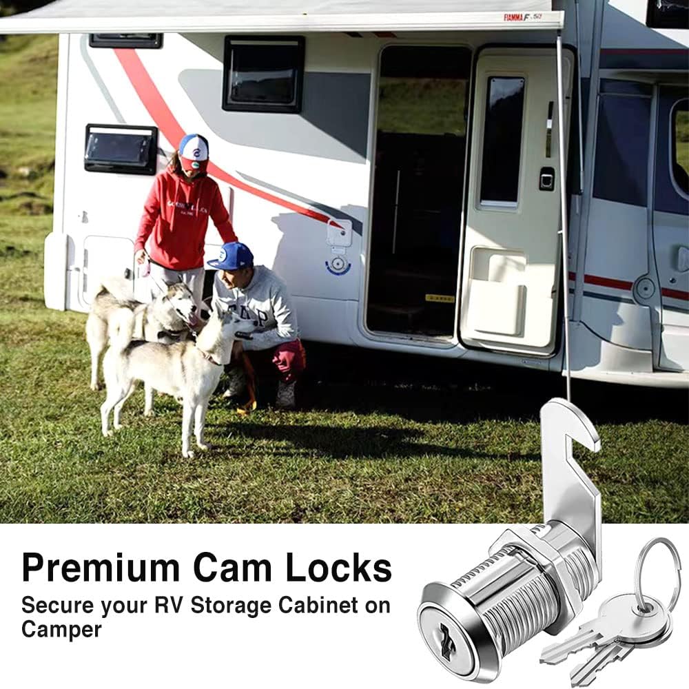 Cabinet Cam Locks Keyed Alike, 1-1/8'' Fits on 7/8'' Max Door Thickness, Secure File Drawer Mailbox RV Storage
