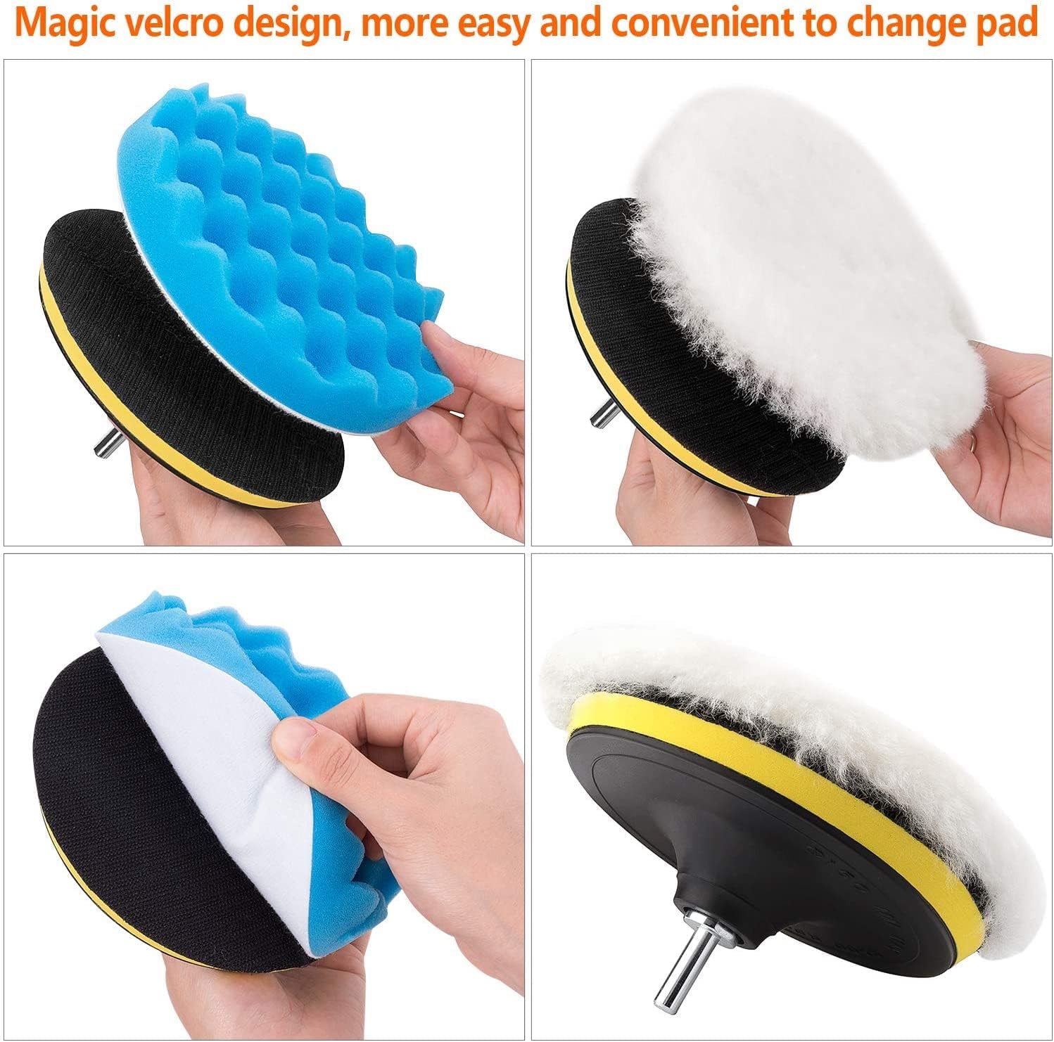 5 Inch Polishing Pads Kit, 11PCS Foam Buffing Pads with Drill Adapter | Foam Buffing Pads For Car Polishing And