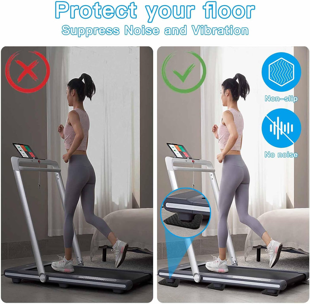 Non-Slip Treadmill Mat Pads, 4x4 Inch High Density Silicone Exercise Equipment Mat - Double-Sided Anti Vibration Pad