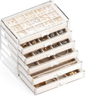 Clear Jewelry Organizer Earring Holder Organizer, Jewelry Box with 6 Drawers Clear Acrylic Stackable Earring Case