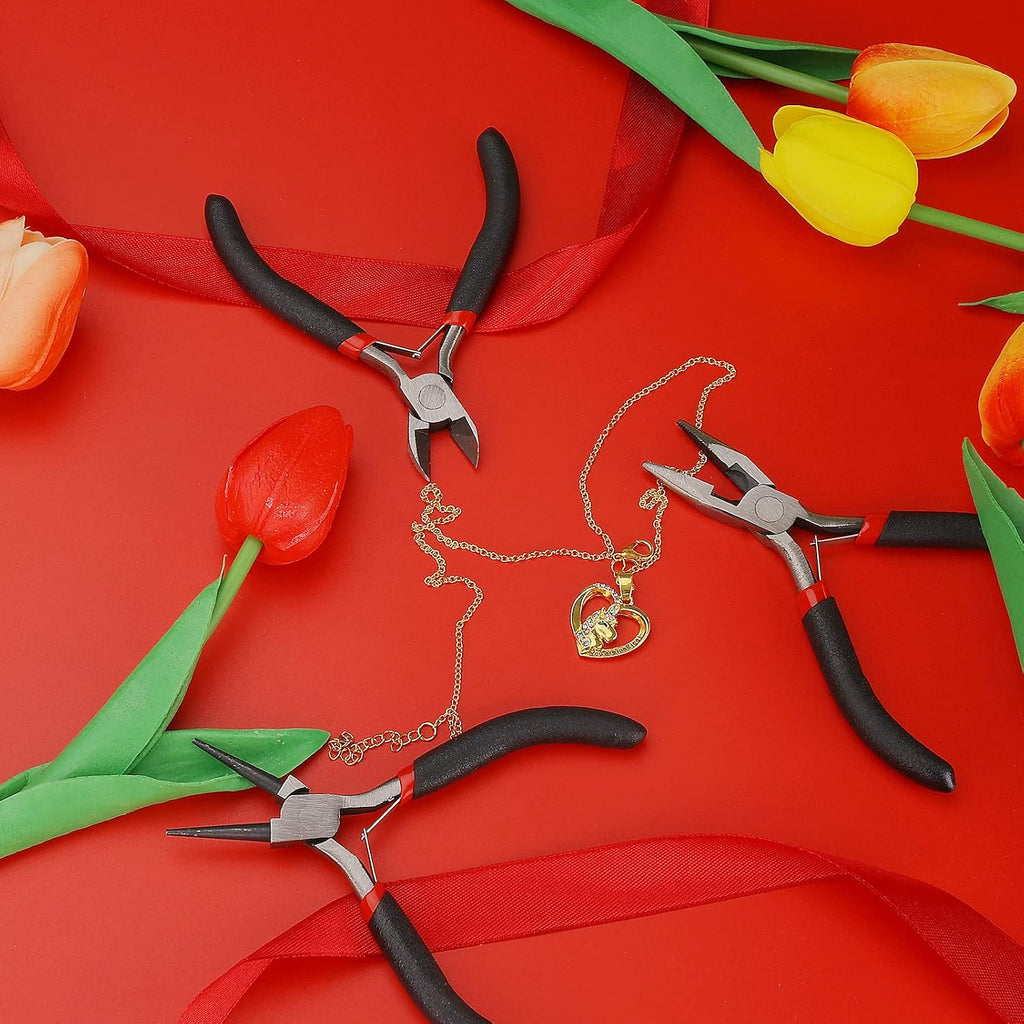 4Pcs Jewelry Pliers Set Jewelry Making Pliers Tools Kit Include Jewelry Making Needle Nose Chain Nose Round Bent