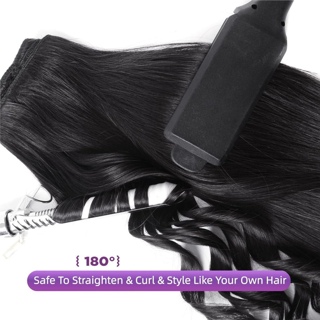 Clip in Hair Extensions Real Human Hair Clip ins For Women 1B Natural Black | 24Inch 120g/4.2oz, 8pcs Per Set, Double