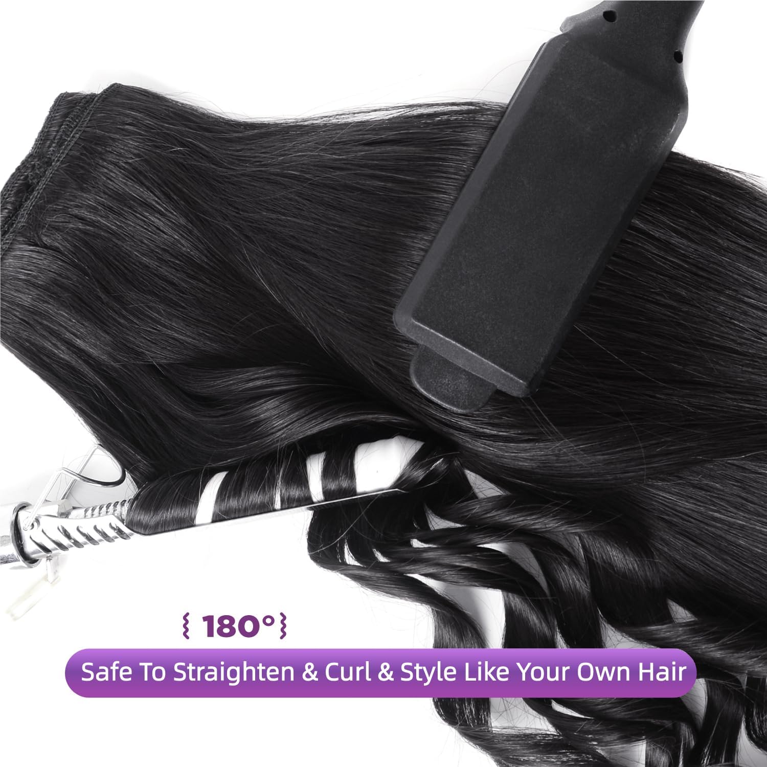 Clip in Hair Extensions Real Human Hair Clip ins For Women 1B Natural Black | 24Inch 120g/4.2oz, 8pcs Per Set, Double