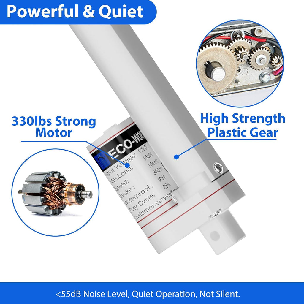 ECO-WORTHY Heavy Duty 330lbs/1500N Solar Tracker Linear Actuator Multi-Functions (12V, 14") IP54 Waterproof Linear Motion Actuator