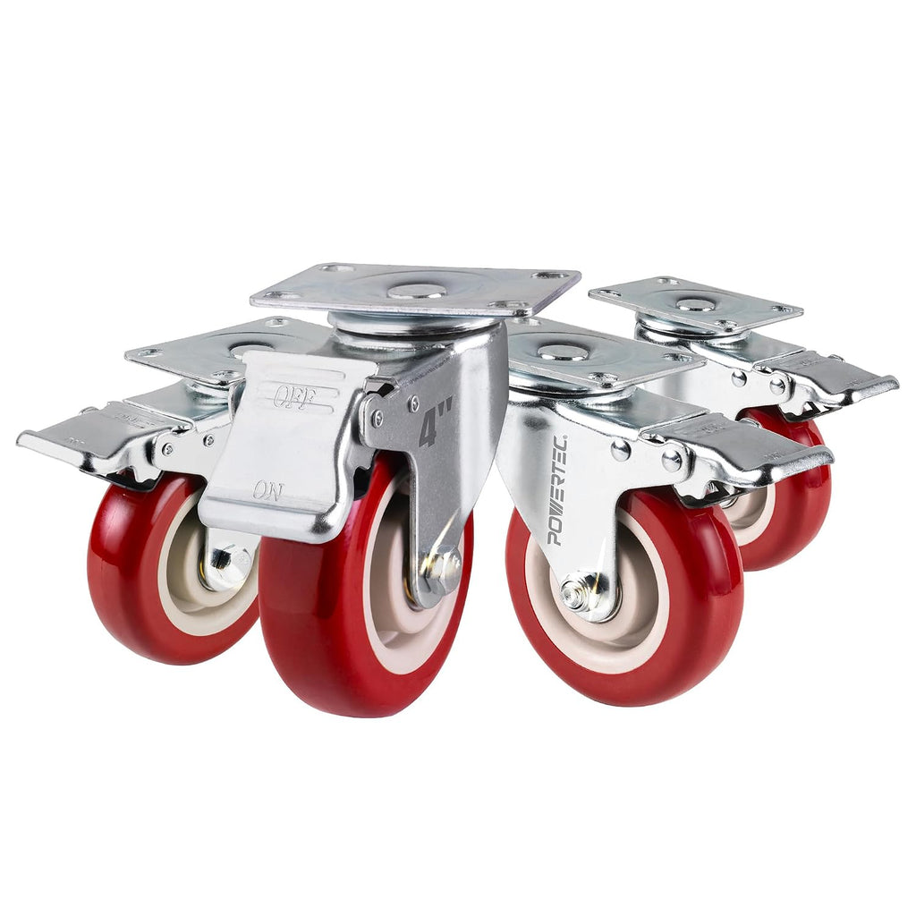 4" Swivel Caster Wheels Set of 4 with Dual Locking Brake, Heavy Duty Plate Casters, 1763 lbs Static Load, for