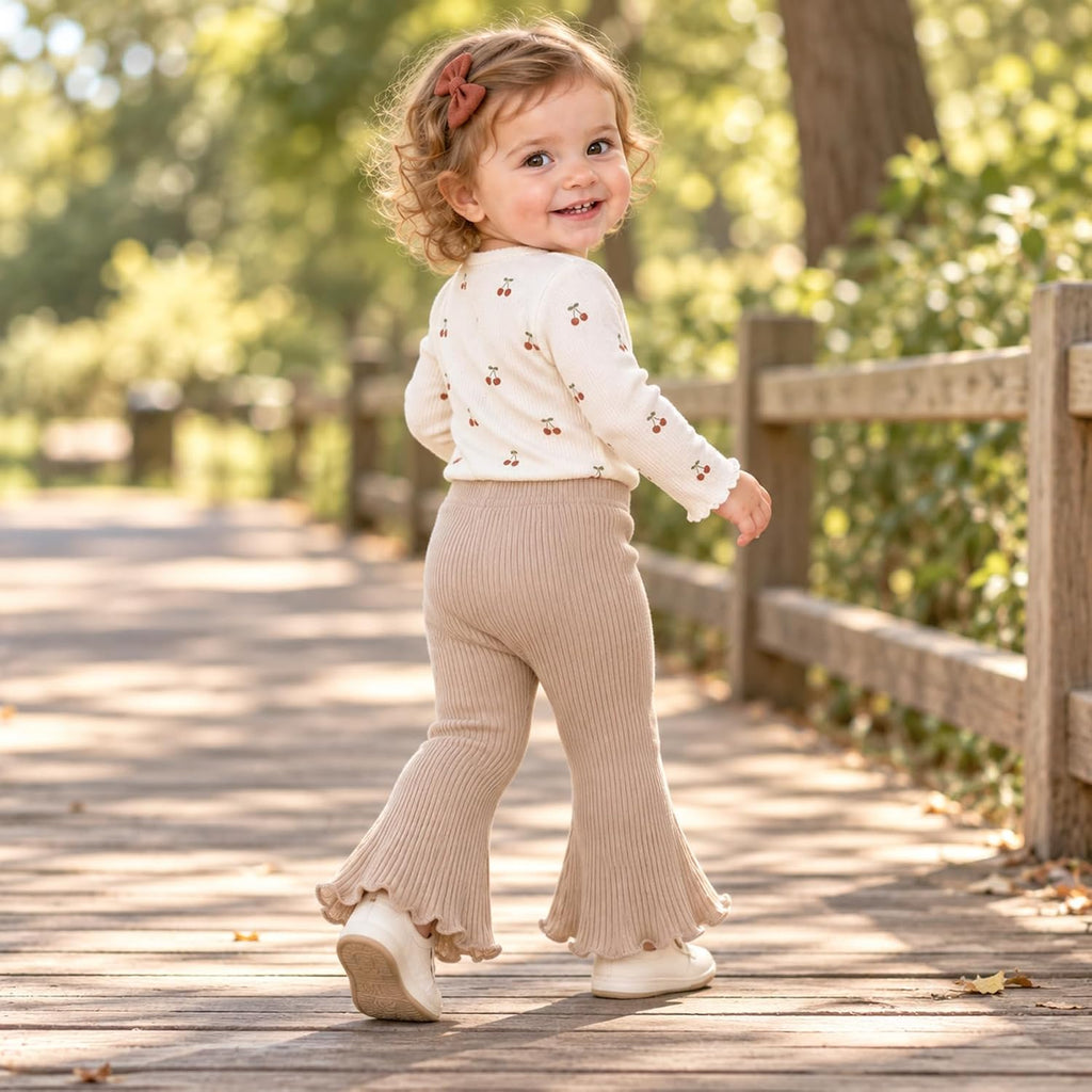 Baby Girl Flare Pants 3 Pack Ribbed Toddler Bell Bottoms 6M-3T