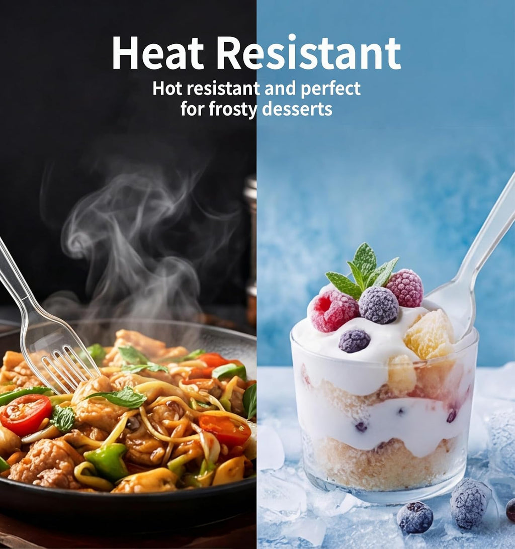 390 Count Extra Heavy Duty Clear Plastic Forks Disposable