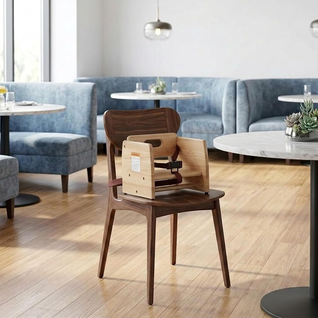 Natural Wooden Raised Restaurant Chair for Smaller Guests
