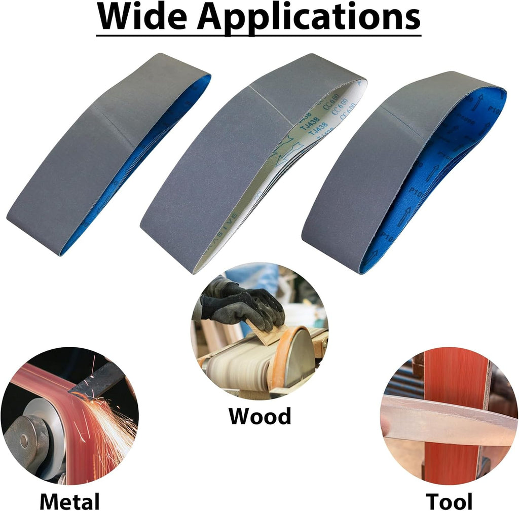 2 x 72 Silicon Carbide Knife Sharpening Sanding Belts, 6 Pack