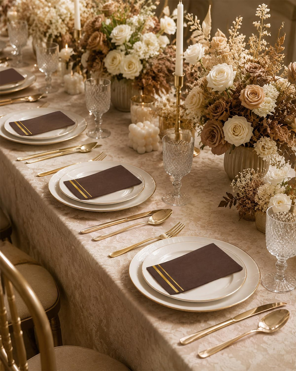 100-Count 3-Ply Disposable Napkins - Brown Paper Dinner Napkins