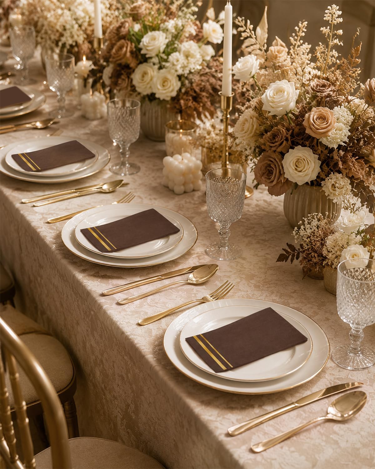 100-Count 3-Ply Disposable Napkins - Brown Paper Dinner Napkins