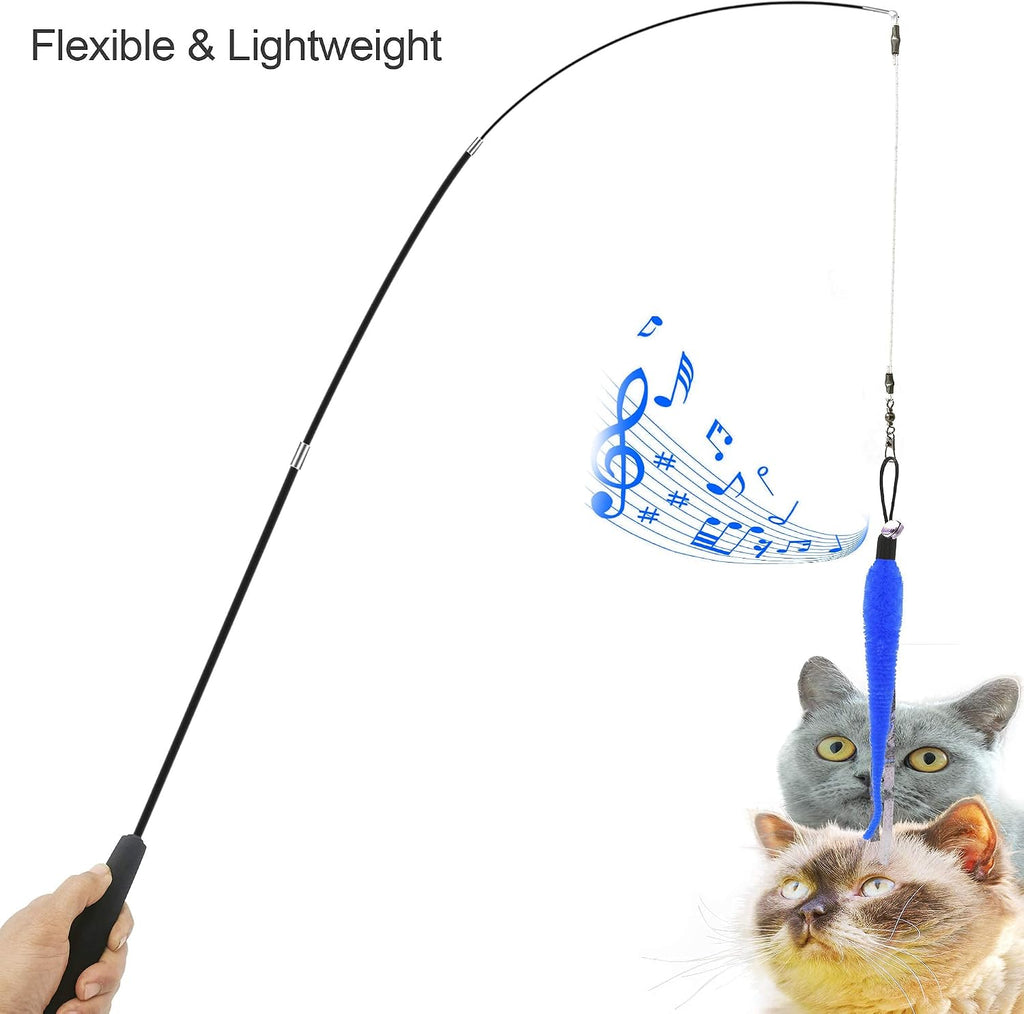 Cat Toys,Interactive Feather Variety Pack for Cats Wand Kitten Toy-Includ Cat Exercise Toy Fluffy Mouse Worms&Fish