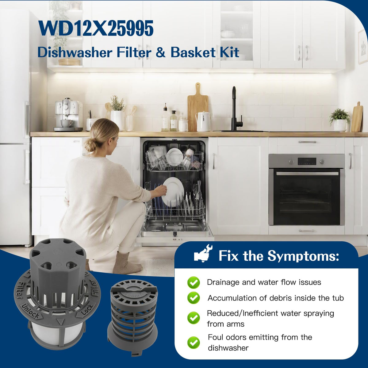 Dishwasher Fine Filter and Basket for GE GDF511PGM4WW