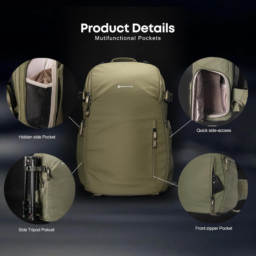 Camera Backpack Waterproof Bag Professional Travel Photography Bag Large for DSLR SLR Mirrorless Camera with Tripod