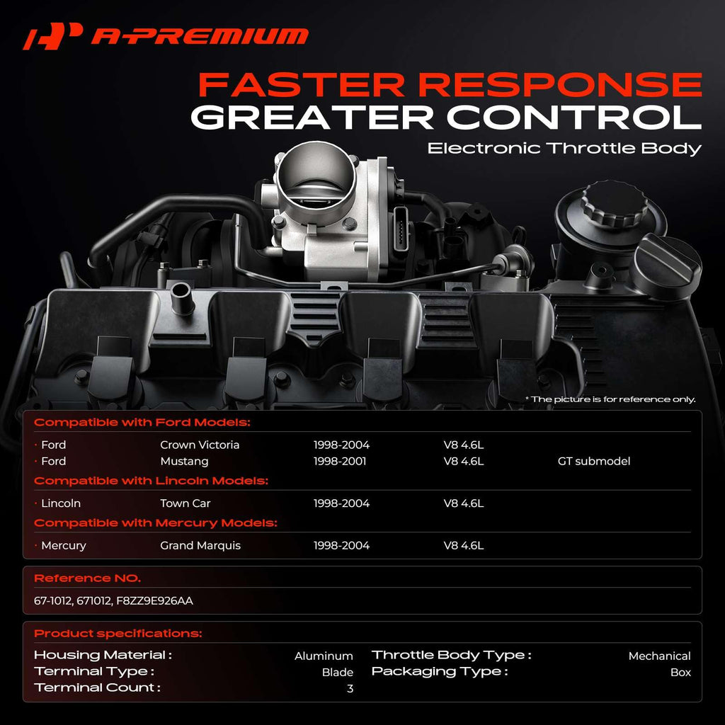 A-Premium Electronic Throttle Body, Compatible with Ford, Lincoln & Mercury
