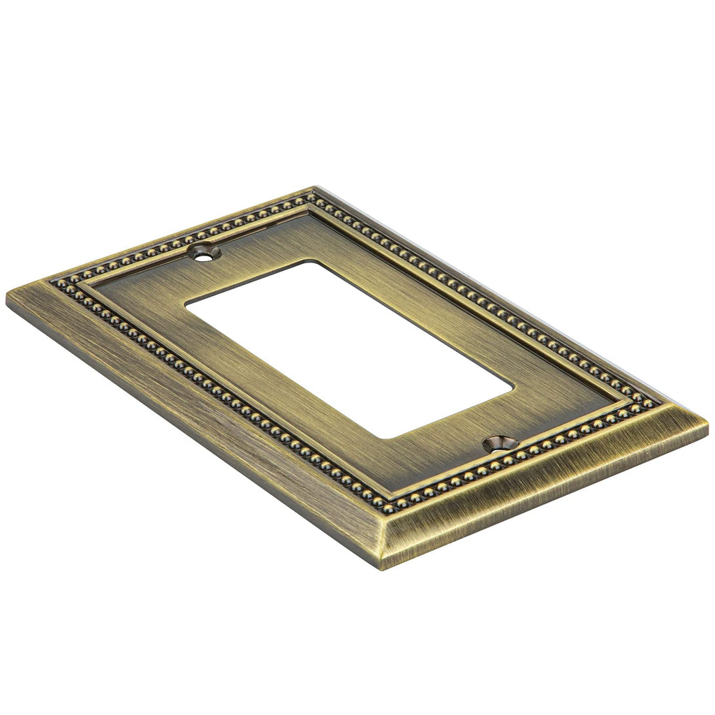 Sunken Pearls Heavy-Duty 1 GFI Rocker Wall Plate, Antique Brass, 2 Pack