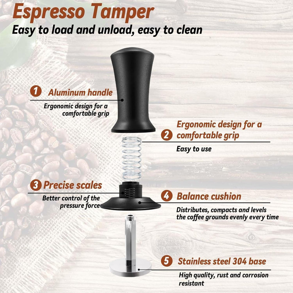 51mmCoffee Tamper Set 22PCS Espresso Accessories Kit | with Frothing Pitcher，WDT Tool，Stirrer，Tamper Mat ，Coffee
