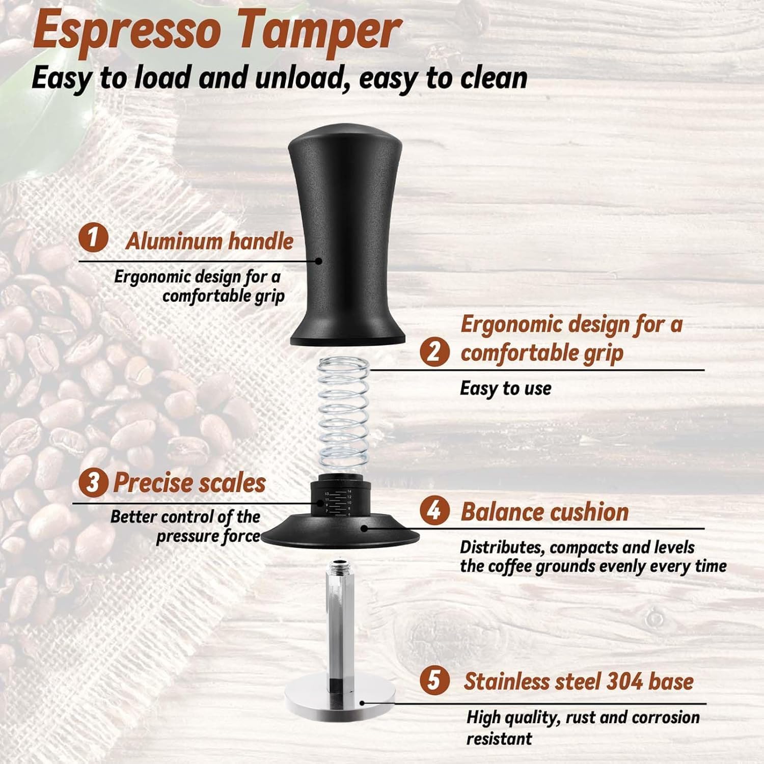 51mmCoffee Tamper Set 22PCS Espresso Accessories Kit | with Frothing Pitcher，WDT Tool，Stirrer，Tamper Mat ，Coffee