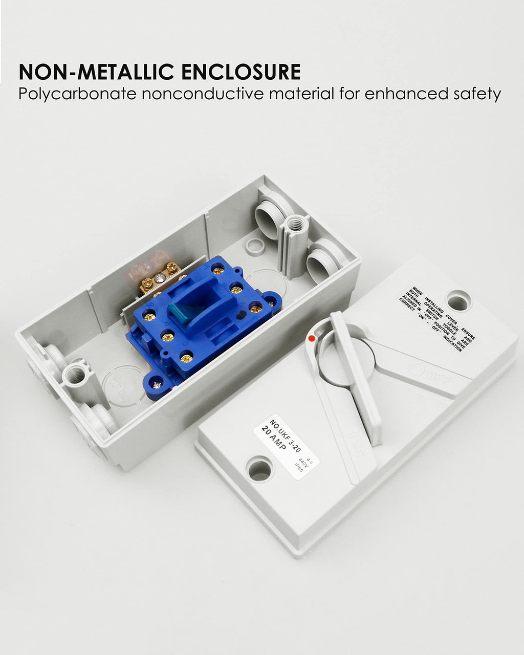 Enclosed Motor Disconnect Switch 20A 440V AC,3 Pole Safety Isolation Switch