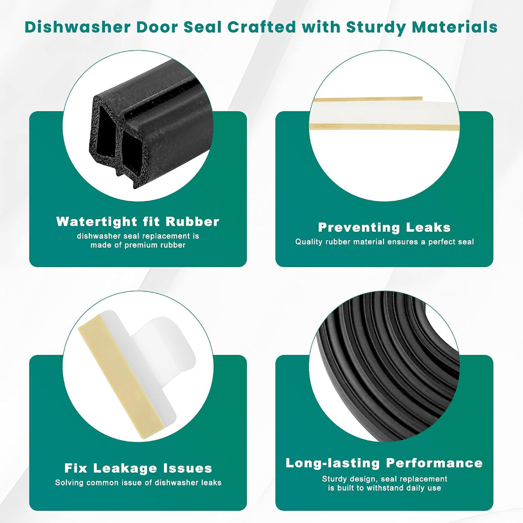 Dishwasher Door Seal Gasket fit for Frigidaire Gallery Kenmore Sears Electrolux Dishwasher Replacement Parts,Kit Includes Door Gasket 154827601,Lower Seal 809006501,Splash Shield 154701001 prime&swift