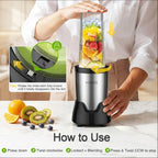 Personal Blender for Smoothies with 3 x 22oz To-go Cups, BL319B Black | 22000 RPM Detachable Blade Countertop