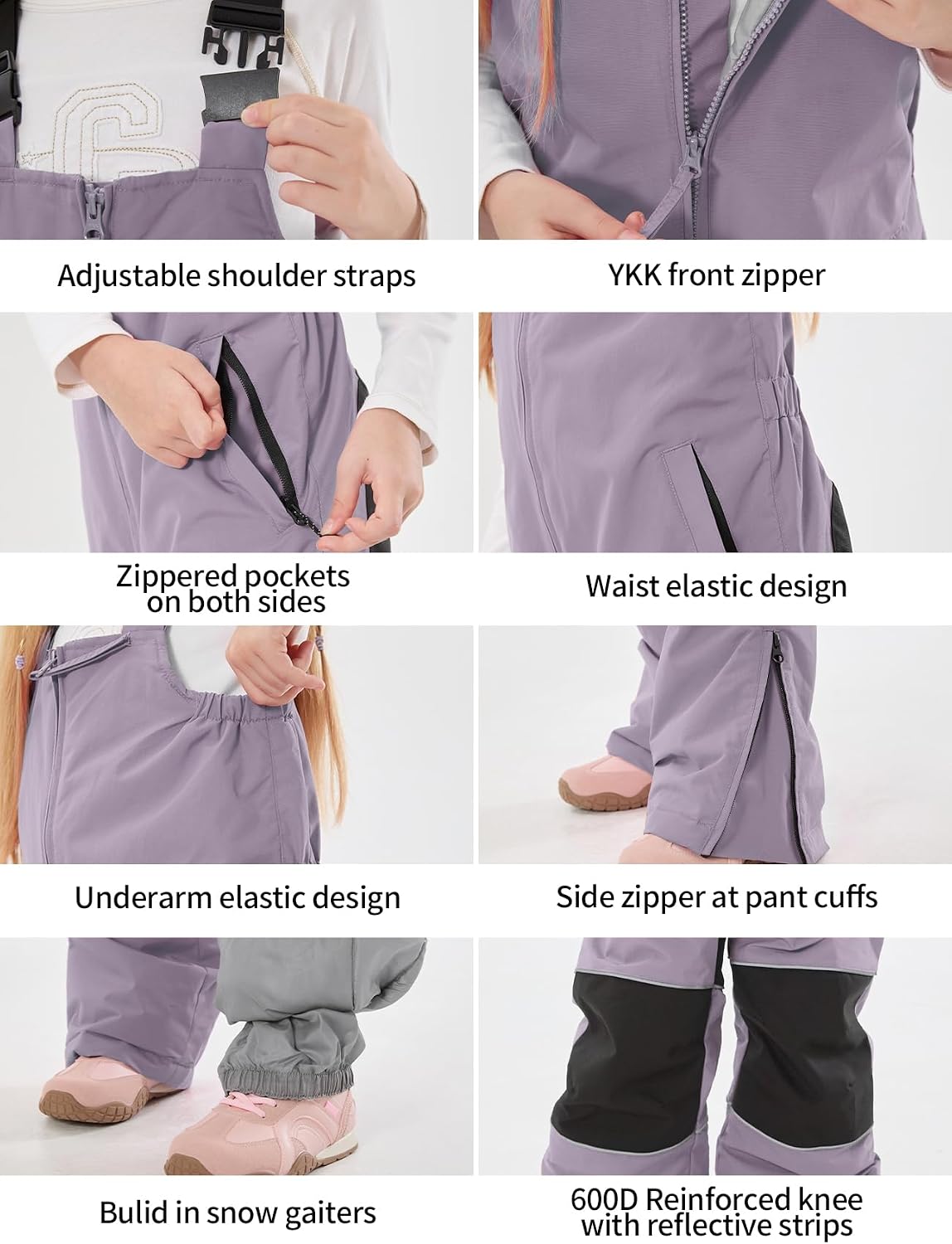Kids Snow Bibs Girls Boys Snow Pants Ski Bibs Overalls(3-16Years) | Insulated,15K Waterproof,10K