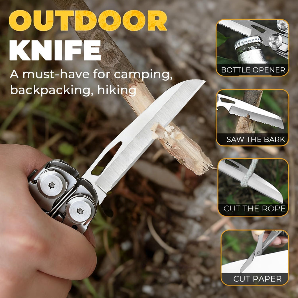 21-in-1 Multitool Pliers with Pocket Knife, Saws, Scissors & Clip | Stainless Steel, Self-Locking, Spring-Loaded