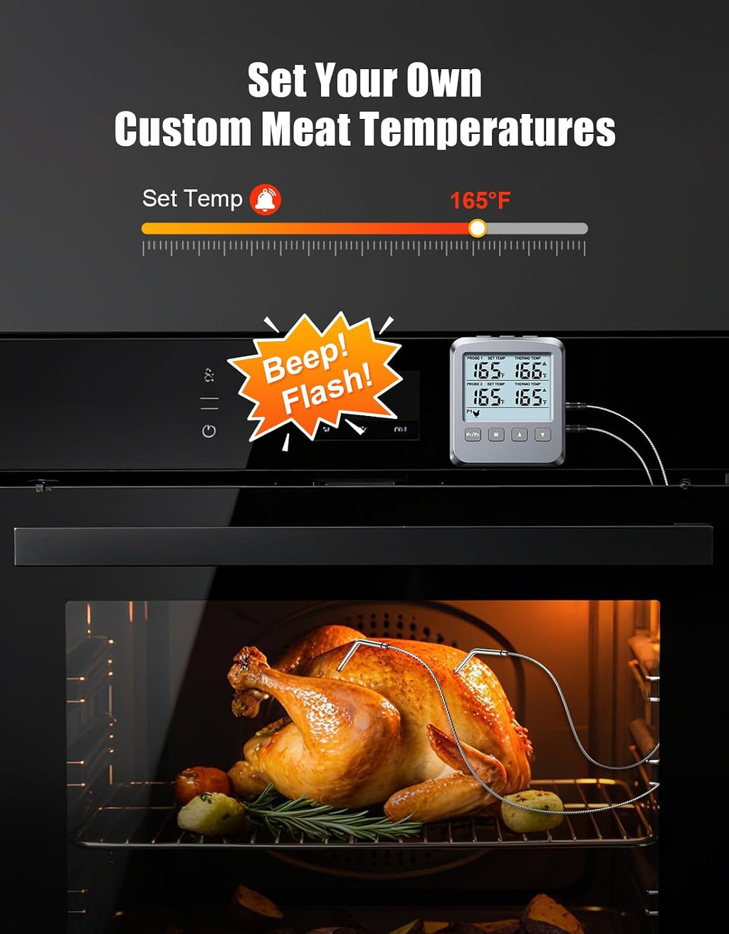 Dual Probe Meat Thermometer Digital for Cooking, Grilling & Smoking