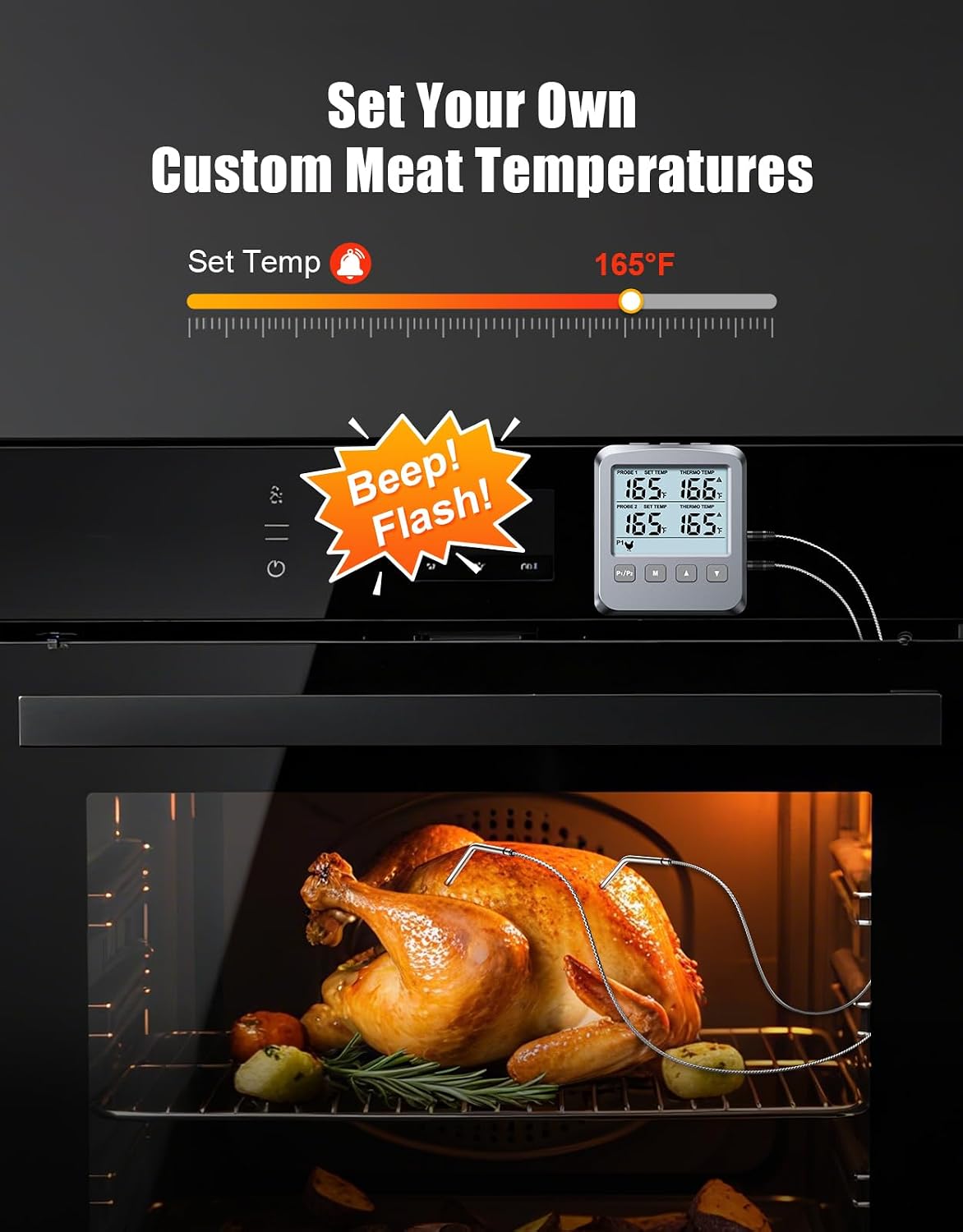 Dual Probe Meat Thermometer Digital for Cooking, Grilling & Smoking