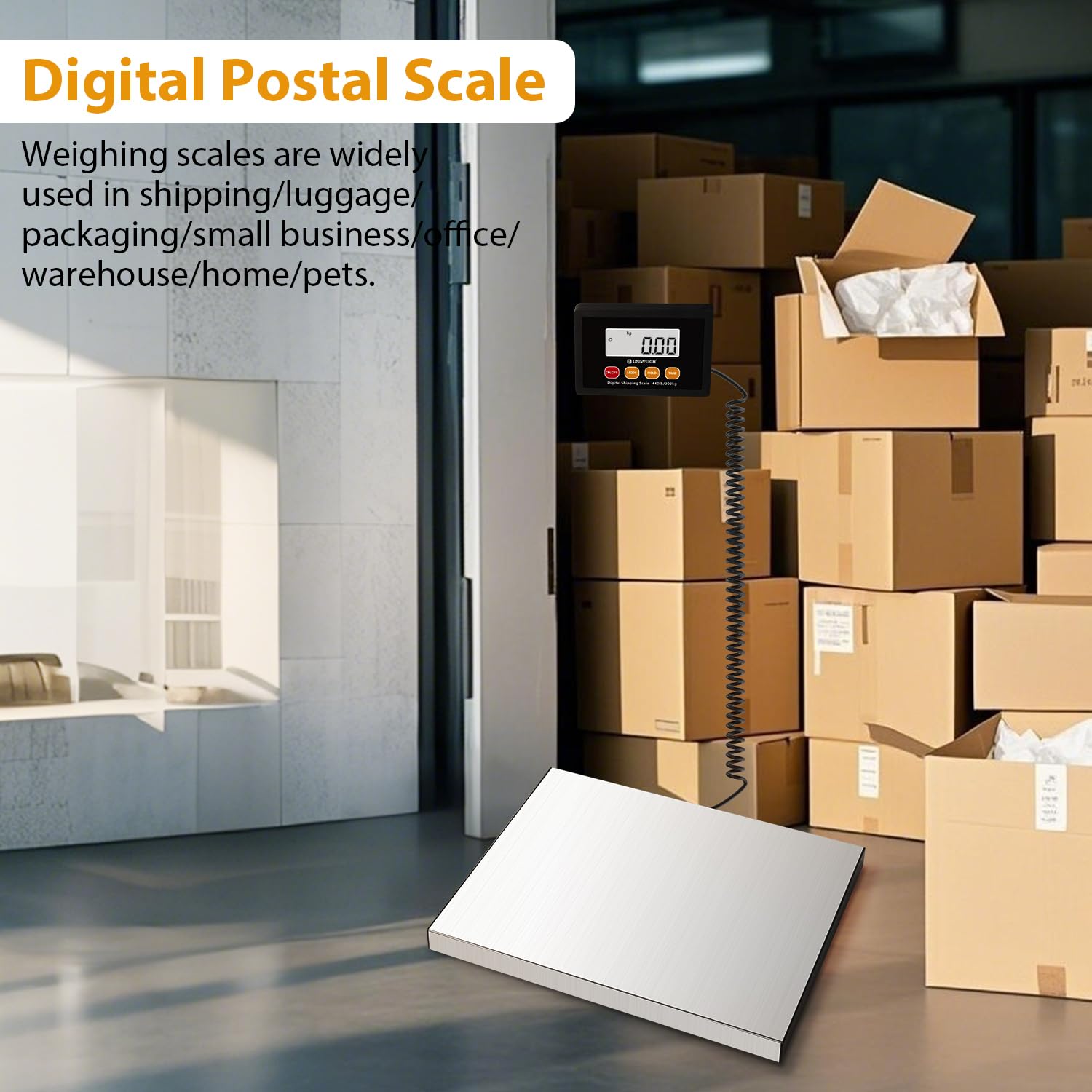 Digital Postal Scale 440lb x 10g Accuracy Shipping Scale | Stainless Steel Platforms,Heavy Duty Scale with