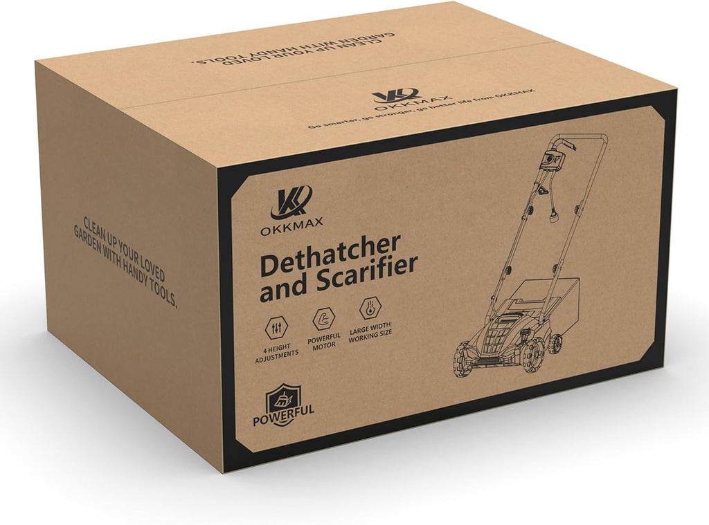 2-in-1 Electric Dethatcher Scarifier, Lawn Dethatcher with Collection Bag, 4-Position Depth Adjustment,13-Inch