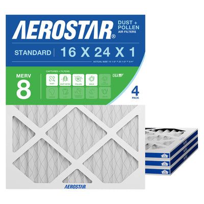 Air Filter 16x24x1 MERV 8 AC Filter, HVAC, Furnace Filter, 4 Pack
