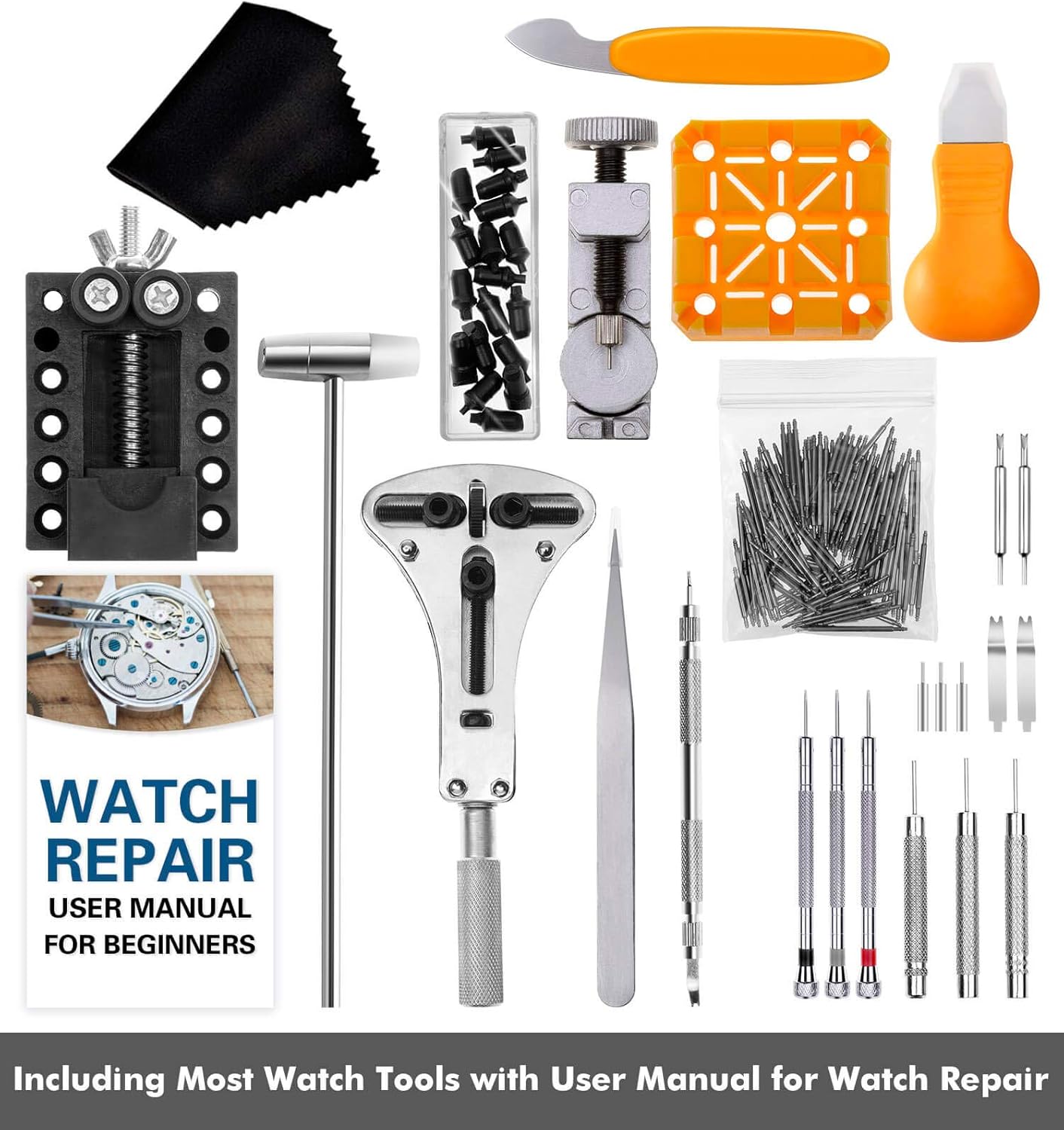 Watch Repair Kit, Anezus 187Pcs Watch Tool Kit with Watch Link Pin Remover Tools and Watch Back Case Removal Tools