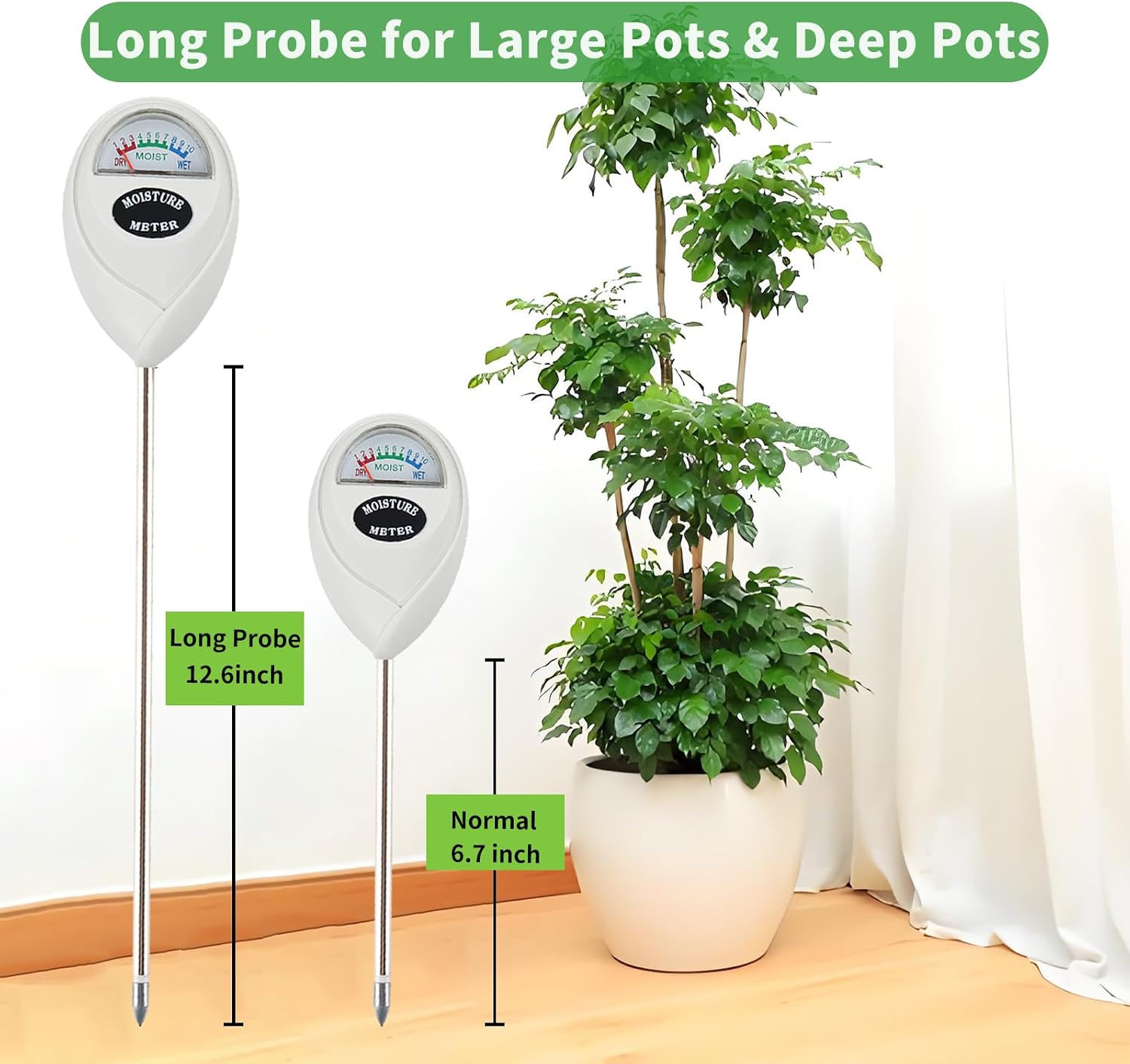 Soil Moisture Meter, Long Probe Soil Moisture Monitor for House Plants, Soil Hygrometer Moisture Sensor for Indoor &