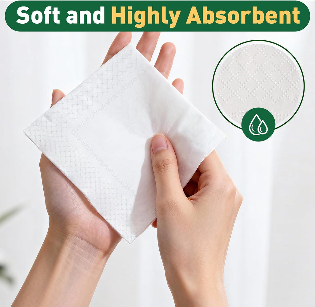 800 Count Disposable White Cocktail Beverage Napkins for Party Bar