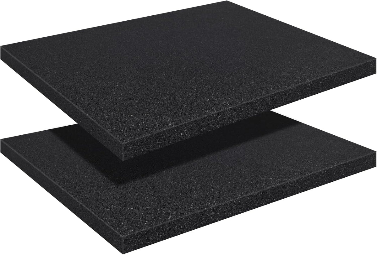 Polyurethane Foam Sheets, Black, 16 x 12 x 1 Inch, 2 Pcs