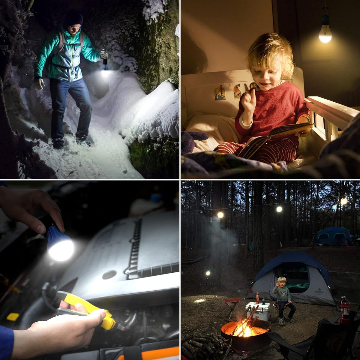 LED Camping Lantern with 3 Light Modes, Batteries Included, 4 Packs | Hanging Tent Light, Camping Essentials