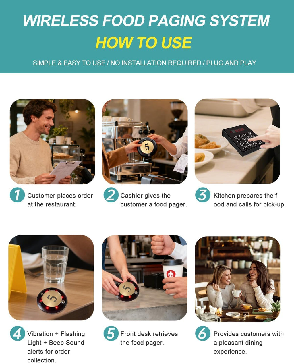 Restaurant Pager System Coaster Pager for Food Truck