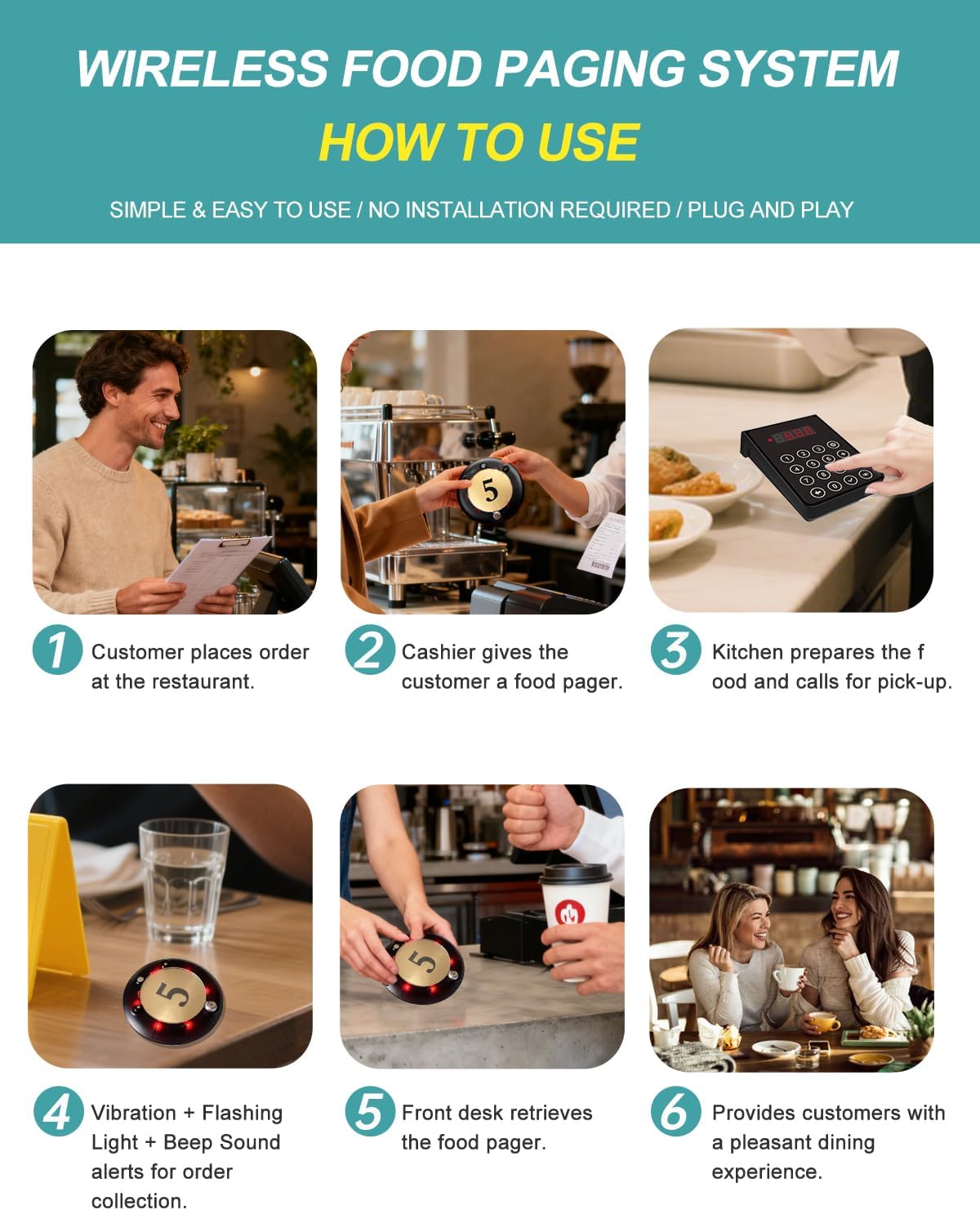 Restaurant Pager System Coaster Pager for Food Truck