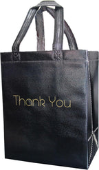 Thank You Gift Bags Bulk - Bulk Pack - Reusable Eco Friendly - 8x10 Inch - Black Glossy Medium
