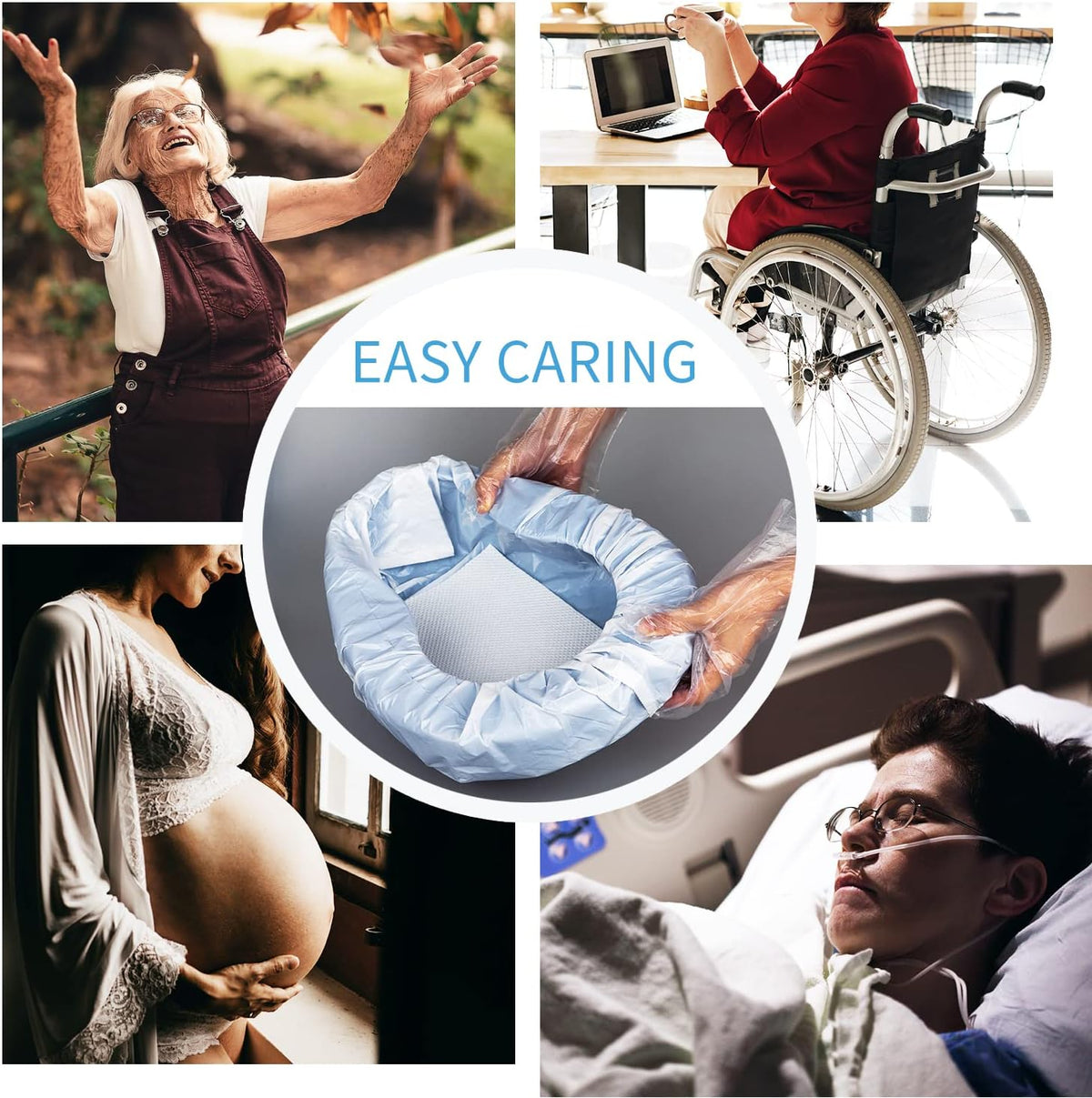 Bedpan Set with 30 Super Absorbent Pads and Disposable Liners, Bed Pans for Elderly Females Women and Men
