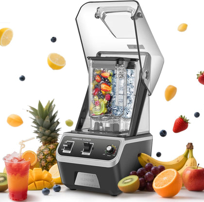 2200W Commercial Blender for Smoothies - Professional Grade, High Speed Quiet Electric Countertop Blenders with Sound