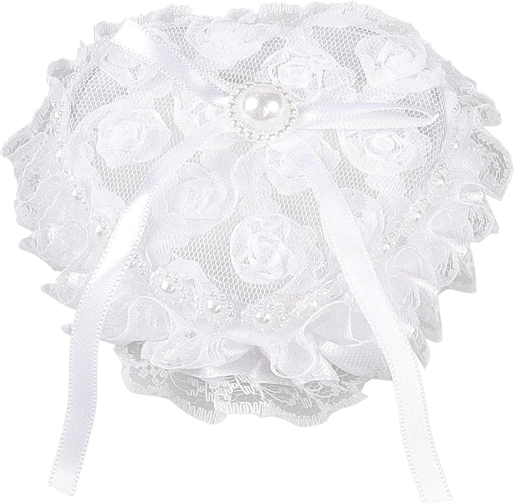 Romantic Heart Shaped Wedding Ring Bearer Box Wedding Ring Holder Lace Pearl Flower Elegant Ring Bearer Pillow for