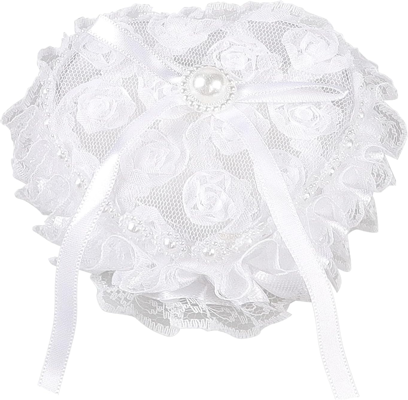 Romantic Heart Shaped Wedding Ring Bearer Box Wedding Ring Holder Lace Pearl Flower Elegant Ring Bearer Pillow for