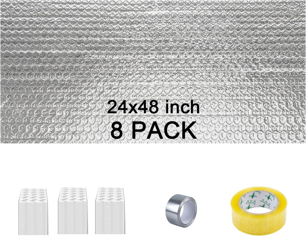 Garage Door Insulation Kit - 8PCS 24X48 inch Double Bubble Panels Reflective Insulating Aluminum Foil with Aluminum