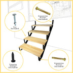 4 Step Metal Stair Step Steel Riser Stringers for 34.7" Height Deck, 2Packs