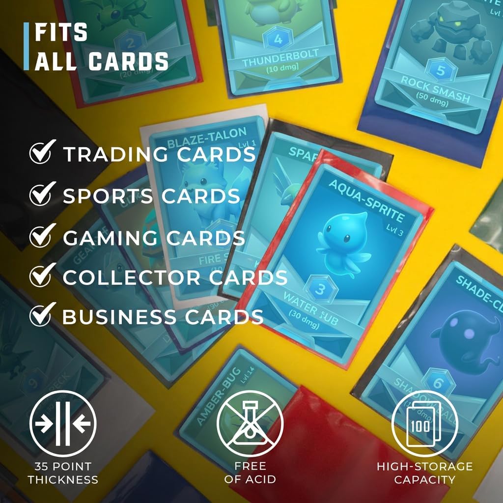 Premium Clear Card Sleeves, 100ct – Standard Size Penny Sleeves for Pokémon, Sports Cards, Baseball, Football, and