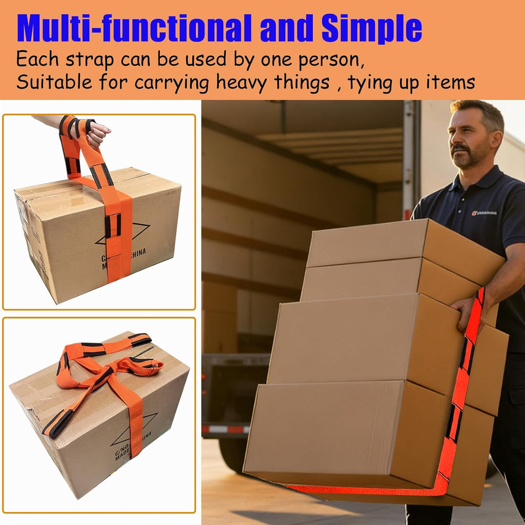 2-Pack Heavy Duty Furniture Moving Straps, 660LBS Adjustable PP Lifting Bands, Ergonomic Portable Carrying Belts for