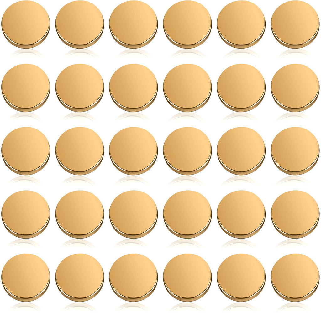 30 Pcs Metal Shank Buttons Round Flat Gold Sewing,25 mm,Gold