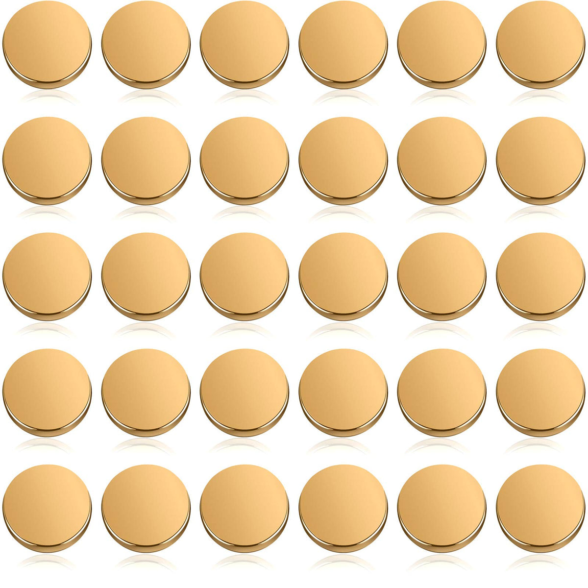 30 Pcs Metal Shank Buttons Round Flat Gold Sewing,25 mm,Gold